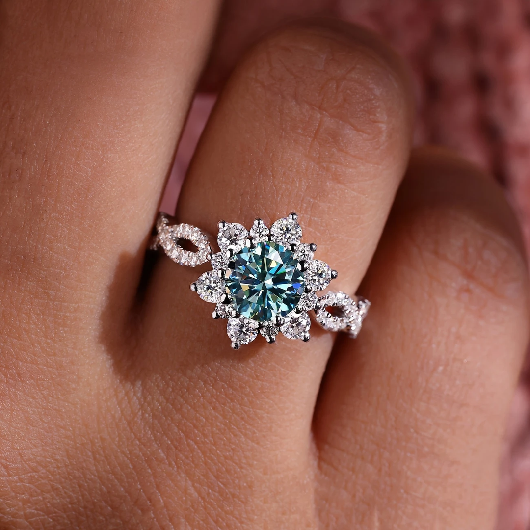 Bague Fleur Turquoise Cristal