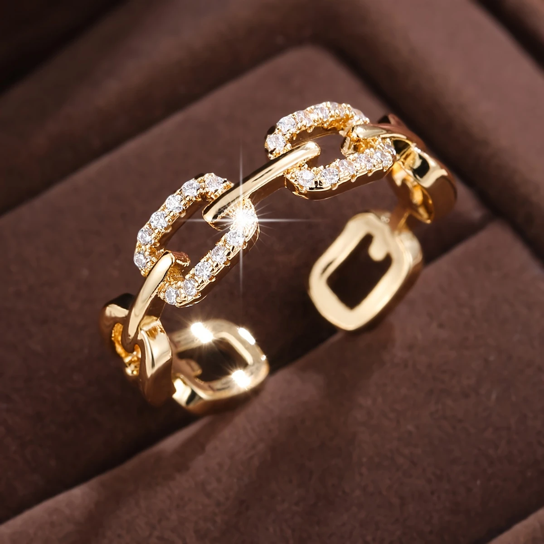 Bague Chaîne Dorée Brillante