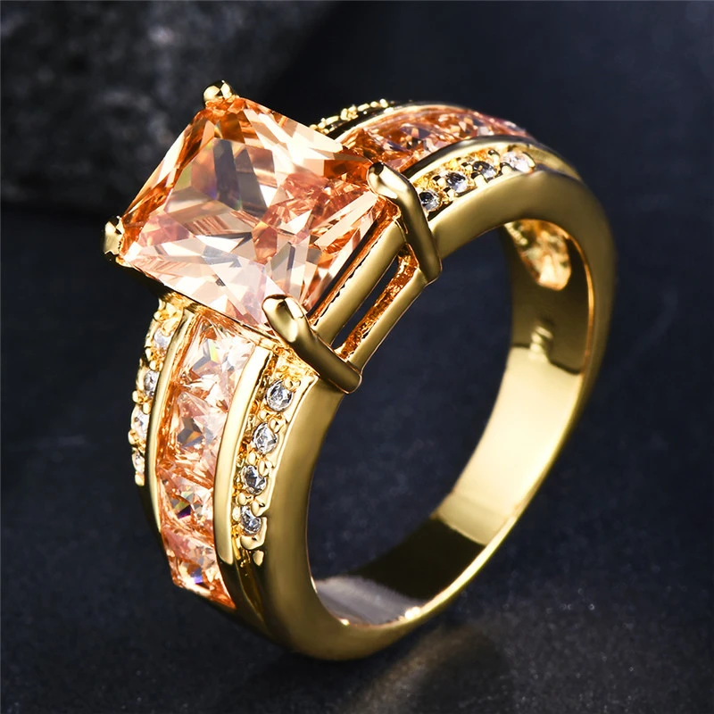 Bague en Verre Orange Or
