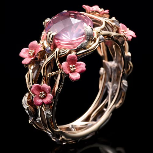 Bague en Cristal Exotique Rose