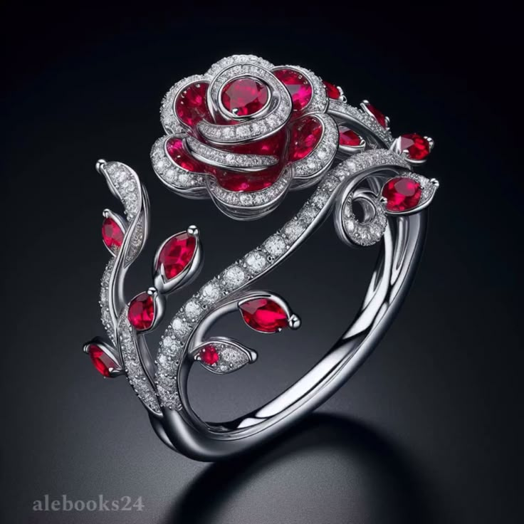 Bague Argentée Bright Rose Rouge