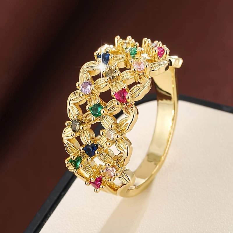 Bague Fleur en Maille Colorée