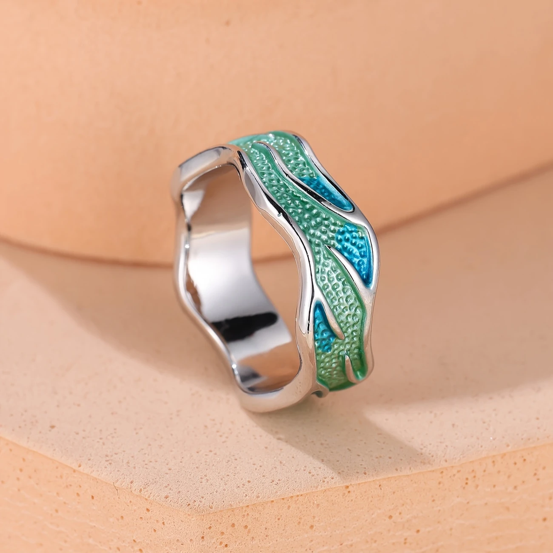 Bague Émaillée Vague Océan