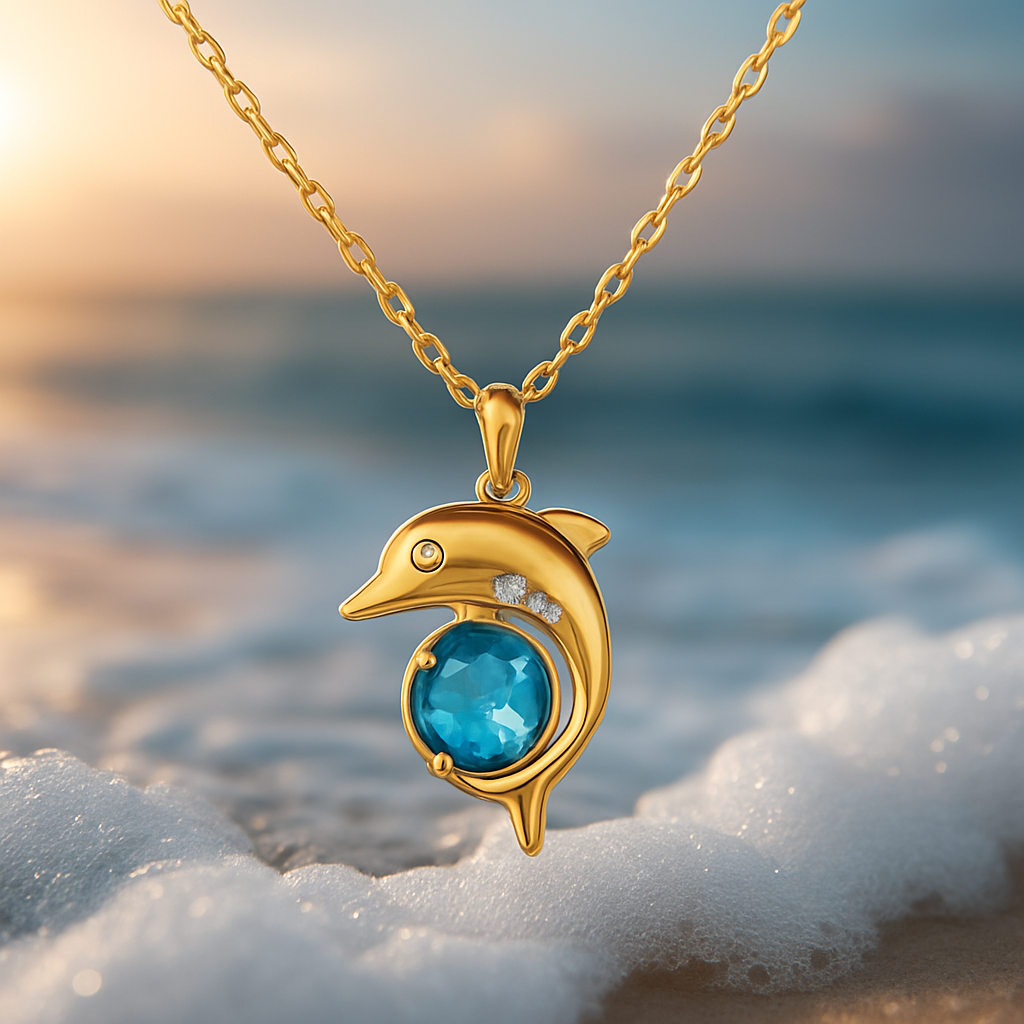Collier de Dauphin en Cristal Doré