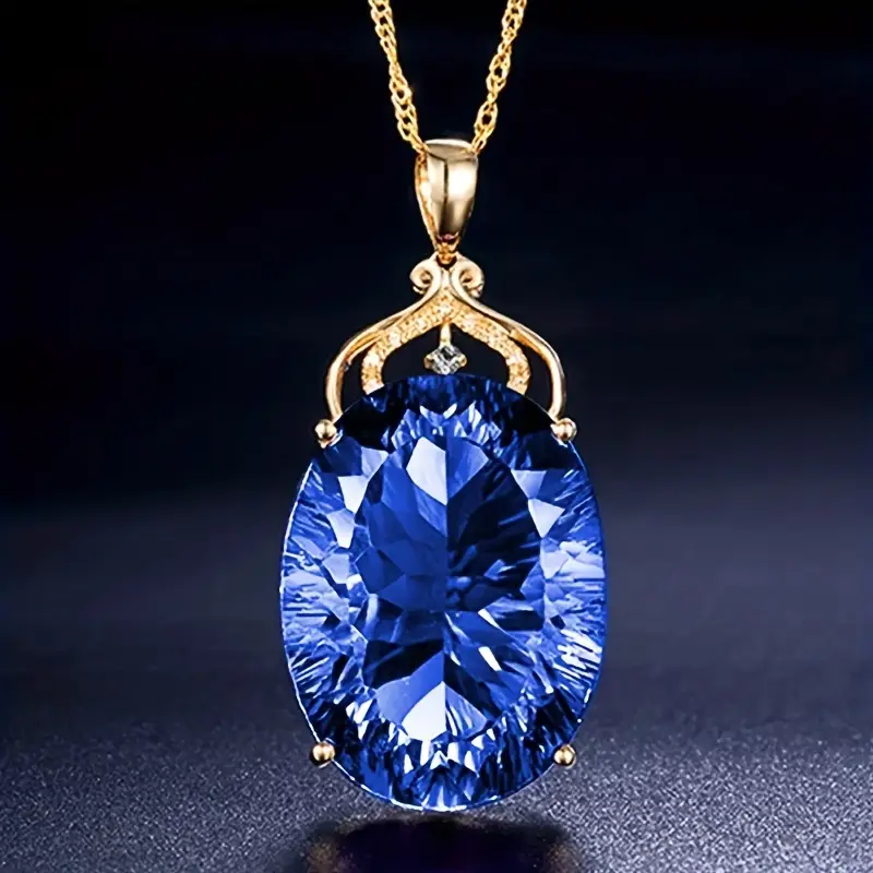 Collier en verre bleu et or
