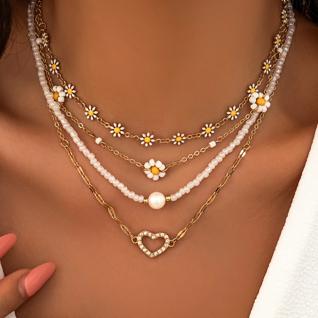 Collier en Marguerite Dorée à Couches