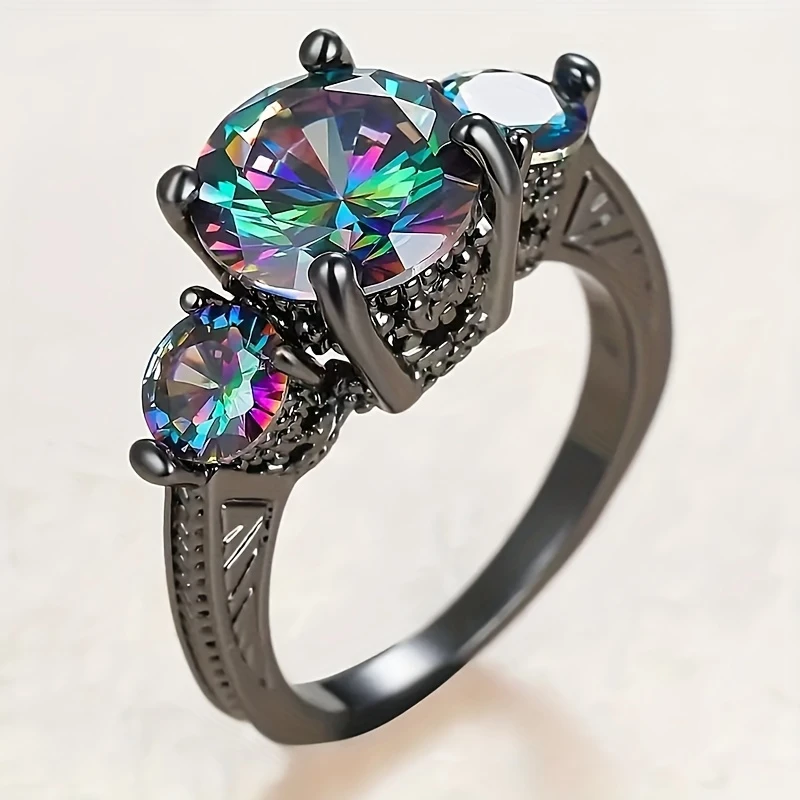 Bague en Argent Cristallin Coloré