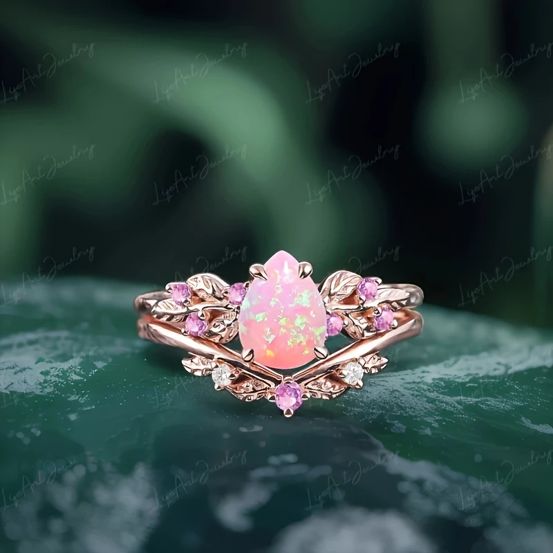 Bague en Opale Rose et Or
