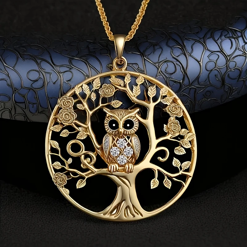 Collier Chouette Dorée Arbre de Vie