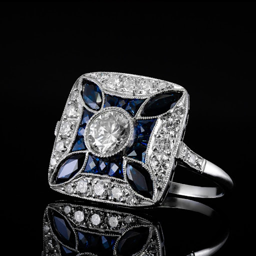 Bague Brillante en Zirconia Bleu Foncé