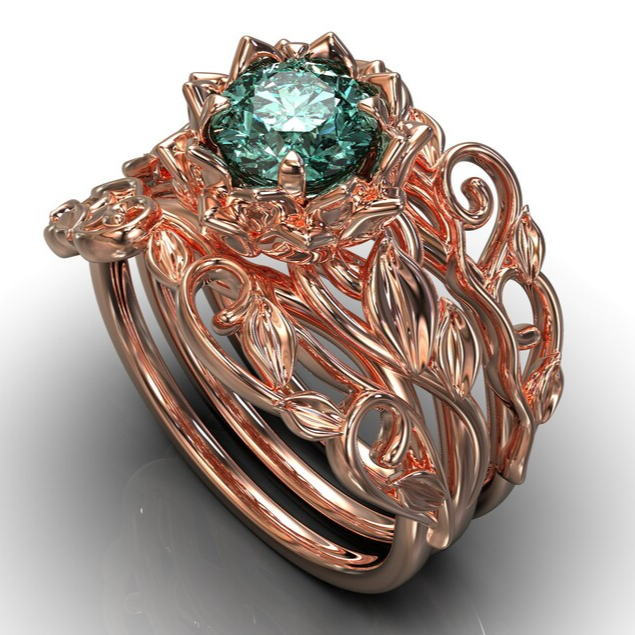 Bague Cristalline Rose Verte