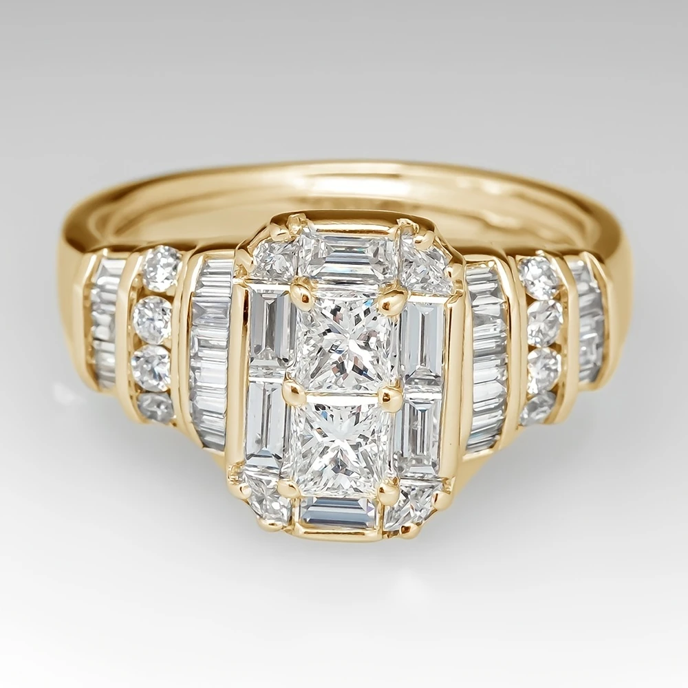 Bague en Verre Blanc Dorée