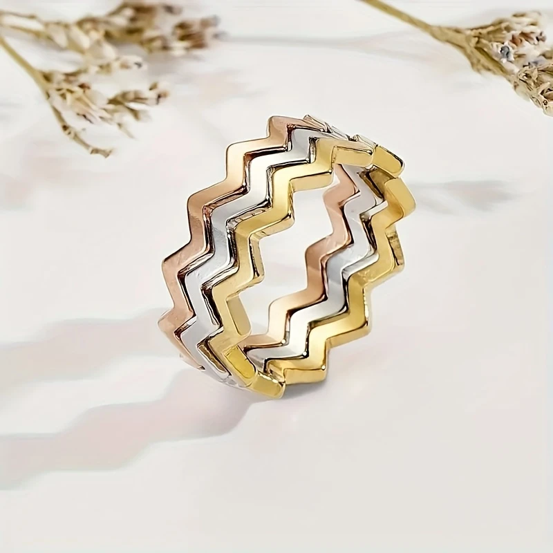 Bague Triples Couleurs Ondulée