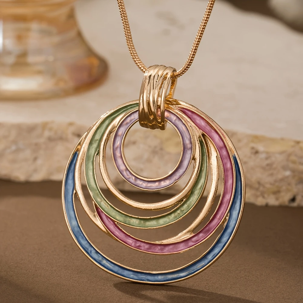Collier Doré Circulaire Coloré