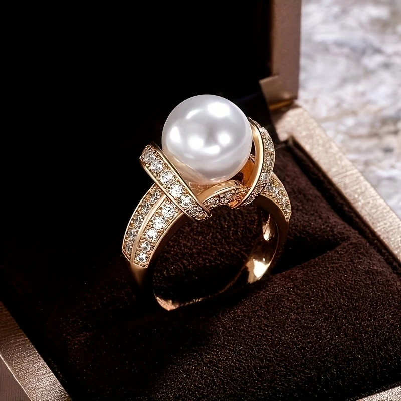 Bague en Or Doré avec Perle