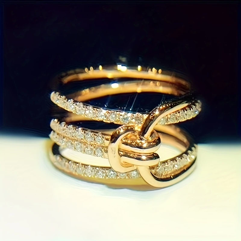 Bague Nœud Doré Brillant