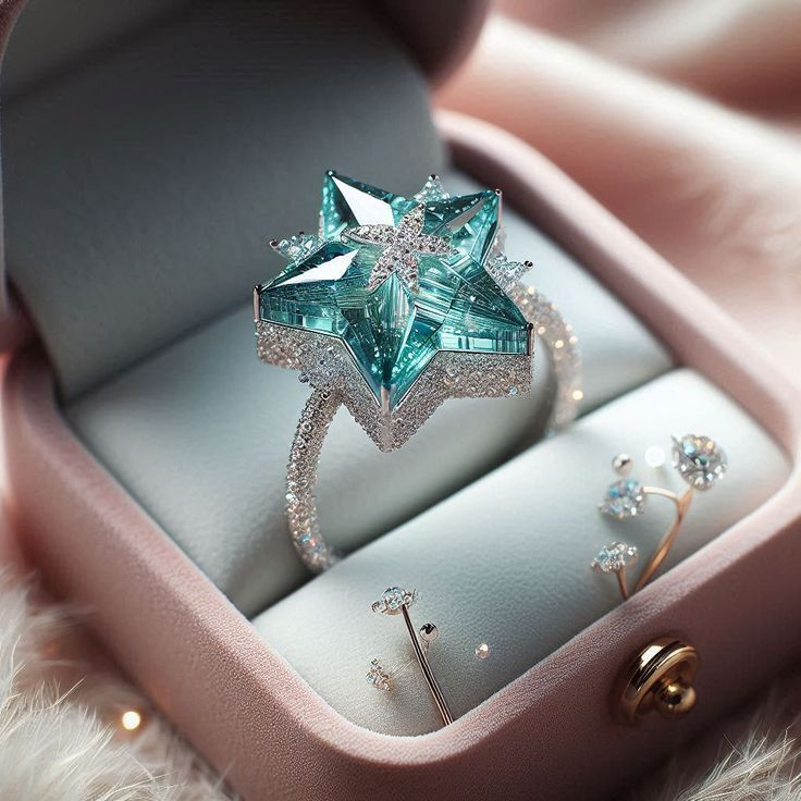 Bague Étoile en Cristal Turquoise