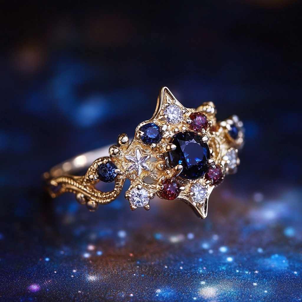 Bague en Or Cristal Coloré Étoile
