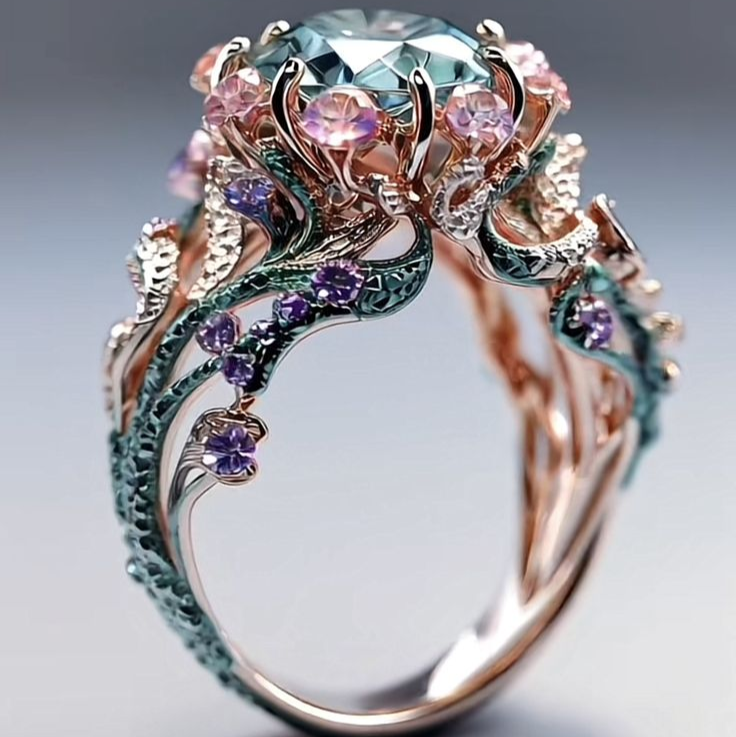 Bague Éclatante de Fleurs Colorées