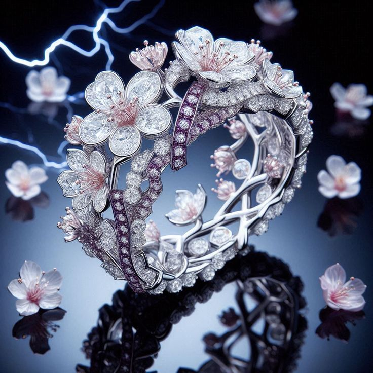 Bague Florale Exotique Violette Lumineuse
