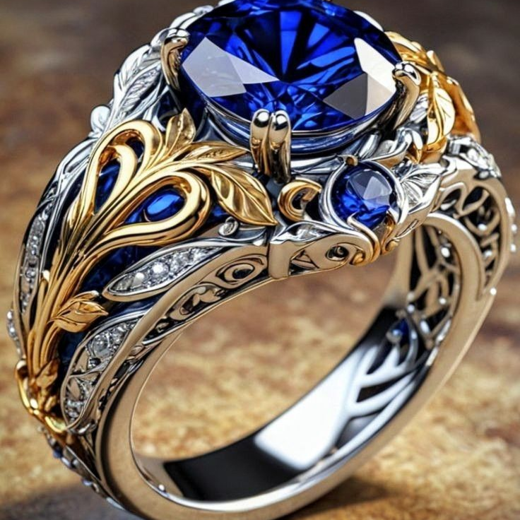 Bague en Or et Argent Saphir