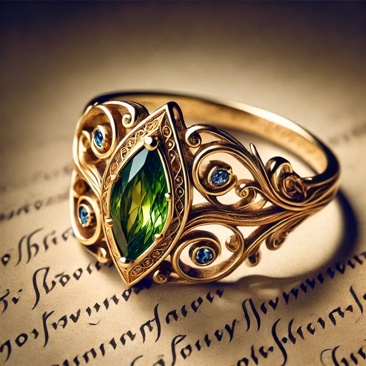Bague en cristal olive ovale exotique