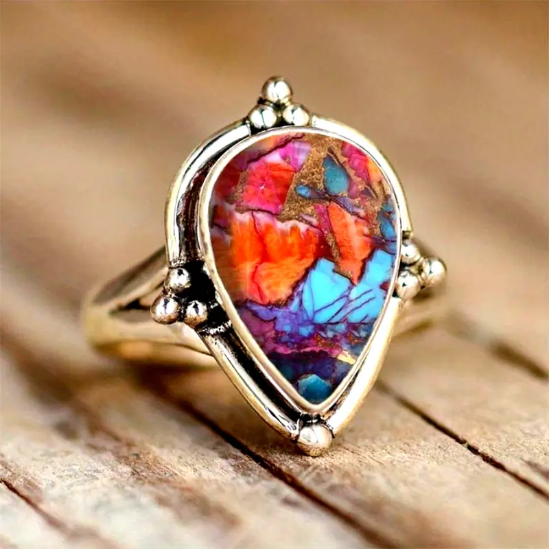 Bague en Pierre Incrustée Colorée