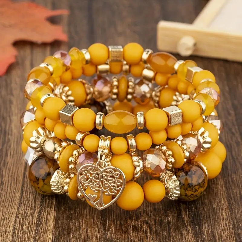 Pack de Bracelets en Perles d'Orange et Or