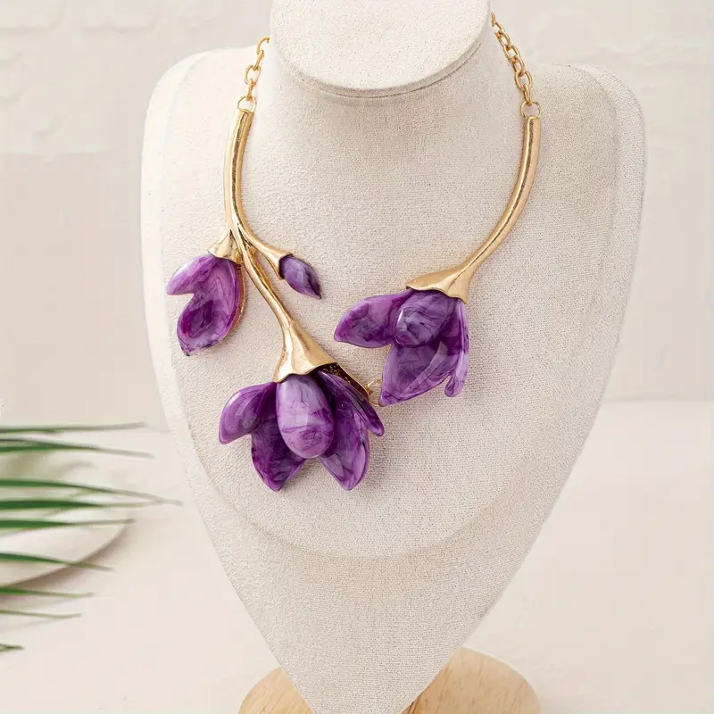 Collier en Or Fleur Violet