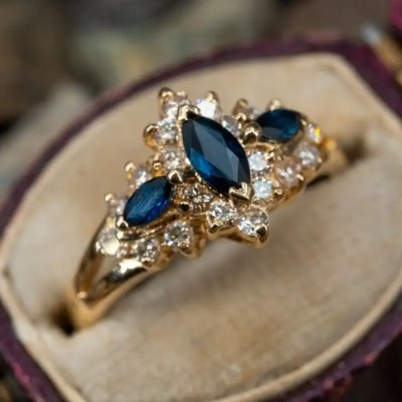 Bague en Or Exotique Bleue Élégante