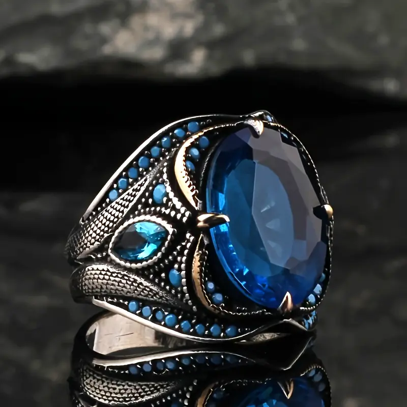 Bague en verre bleu foncé