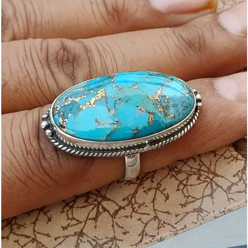 Bague en Argent avec Pierre Ronde