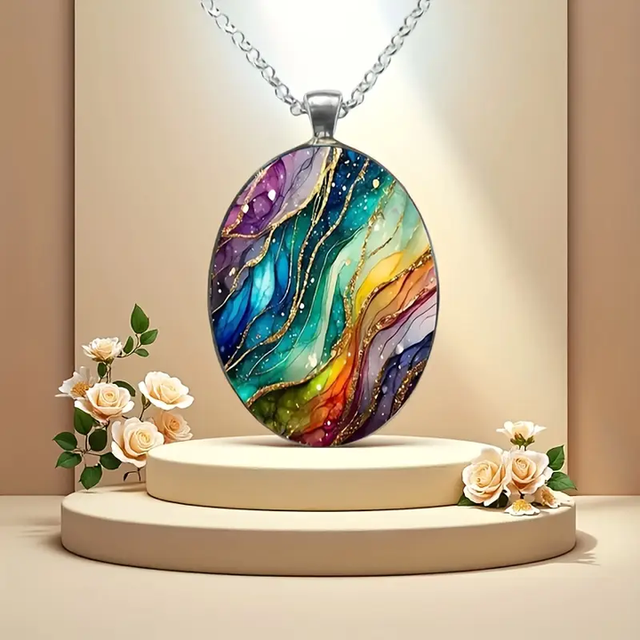 Collier en Pierre Ronde Colorée