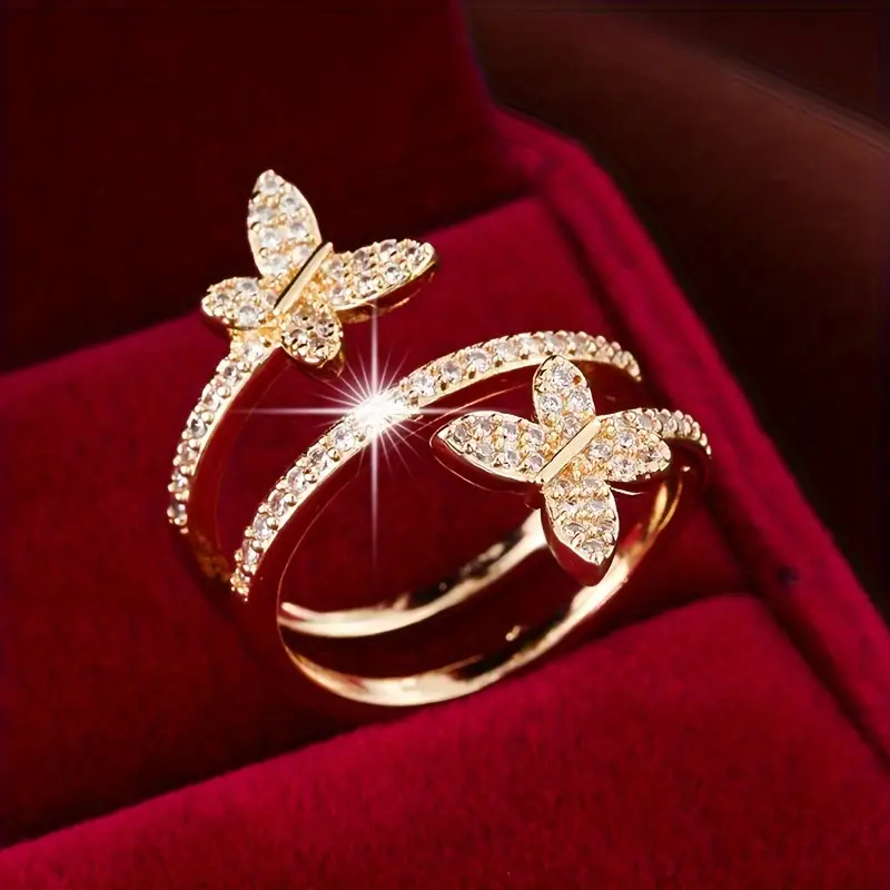 Bague en Zirconia Papillon Ajustable