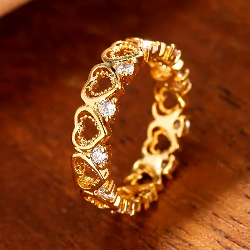 Bague en Zirconia Doré Heart Trail