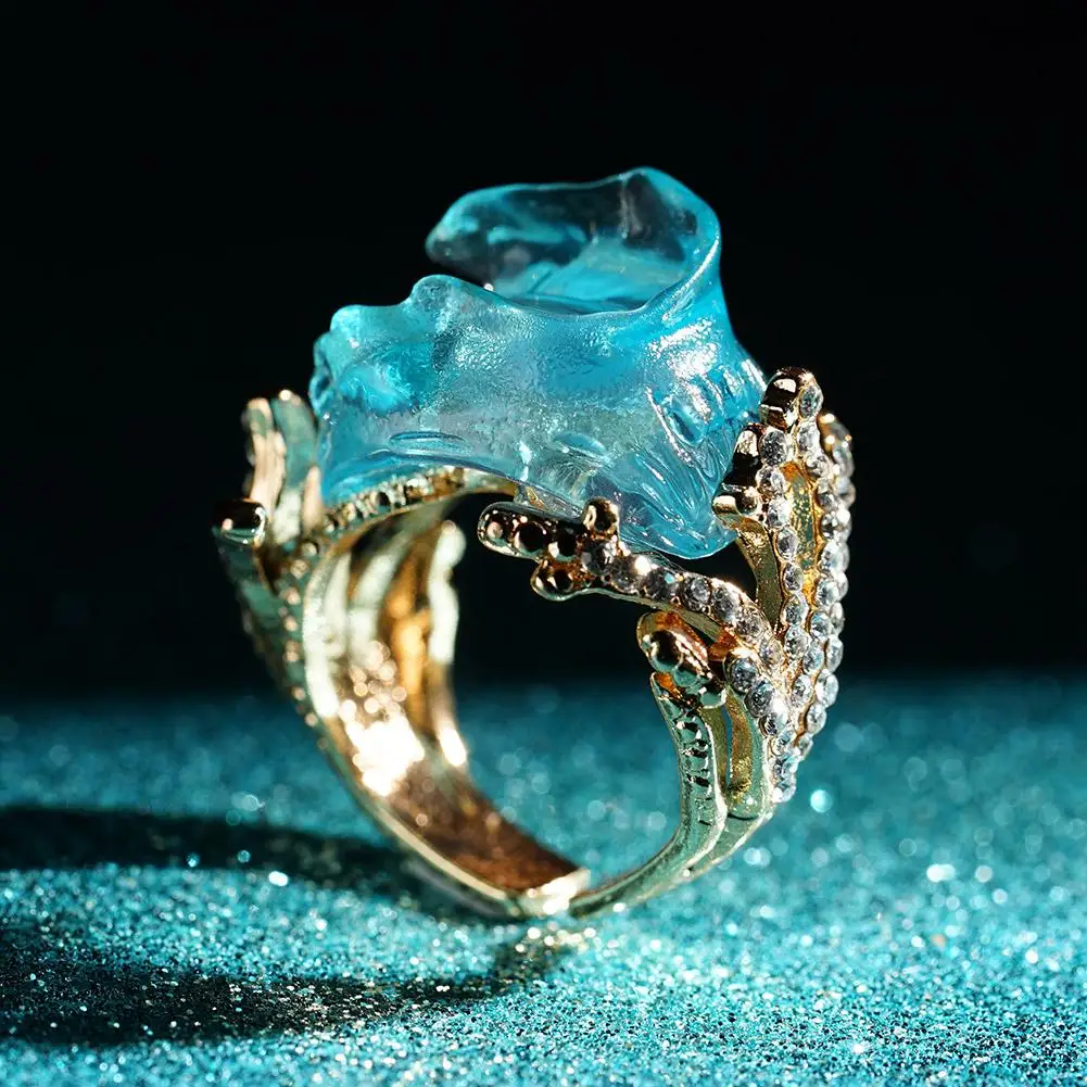 Bague en Verre Océan Bleu