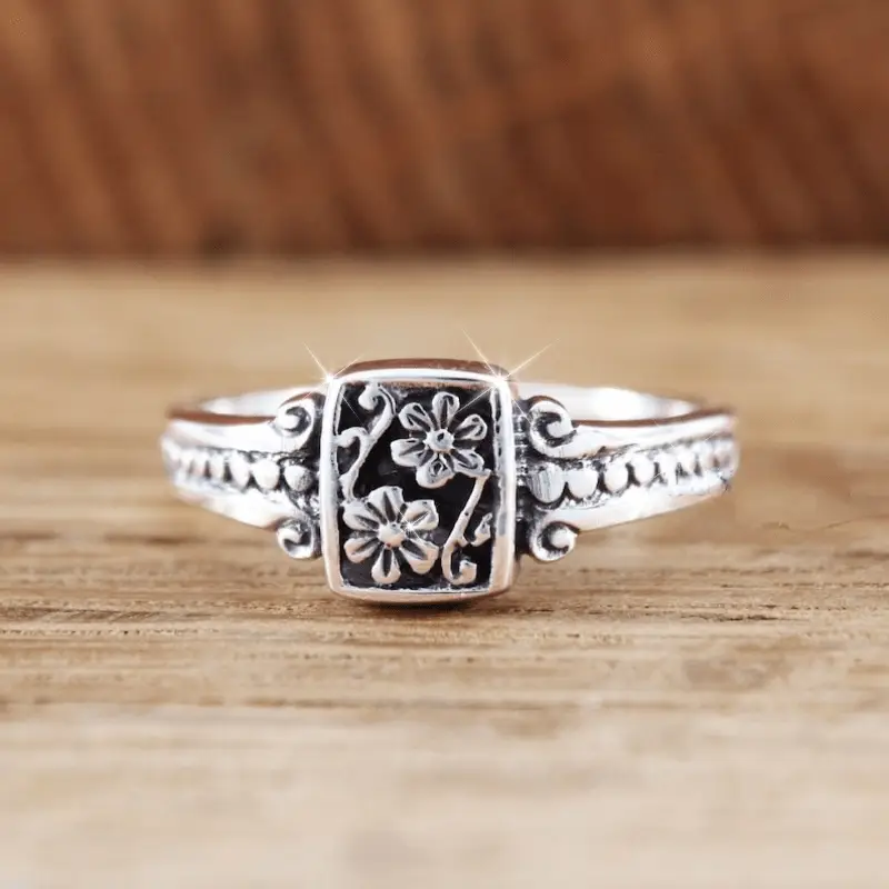 Bague Argentée Flower Trail