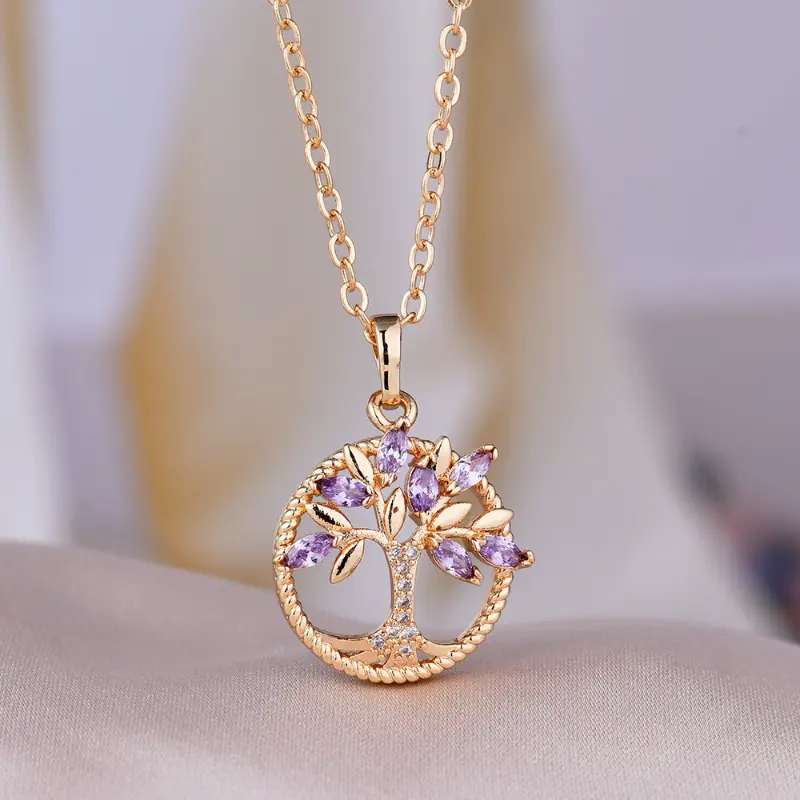 Collier Violet Arbre de Vie