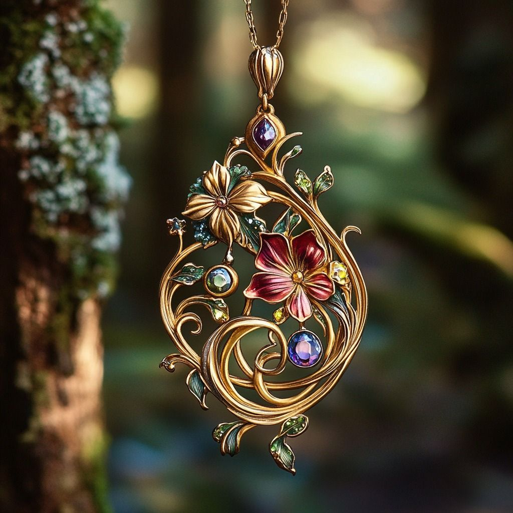 Collier Exotique Doré Coloré