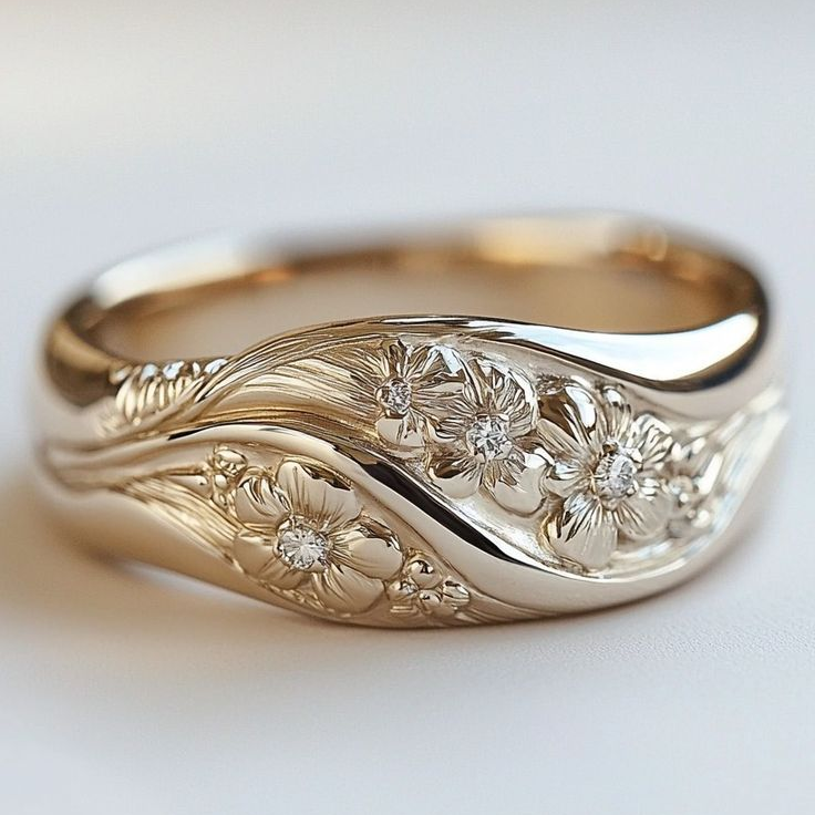 Bague en Or Sentier de Fleurs Exotiques