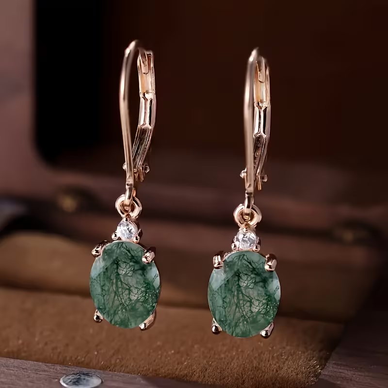 Boucles d'oreilles rondes en agate mousse