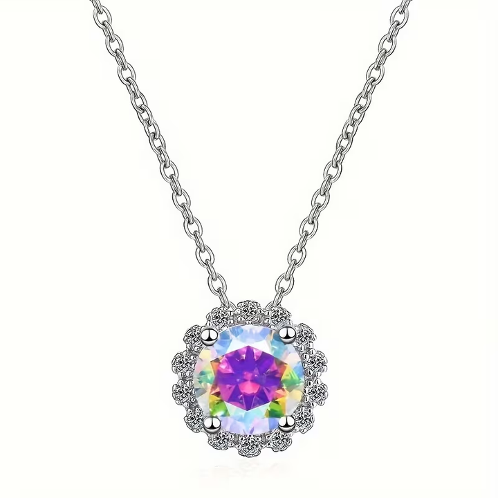 Collier Rond Géométrique en Agate Mousse