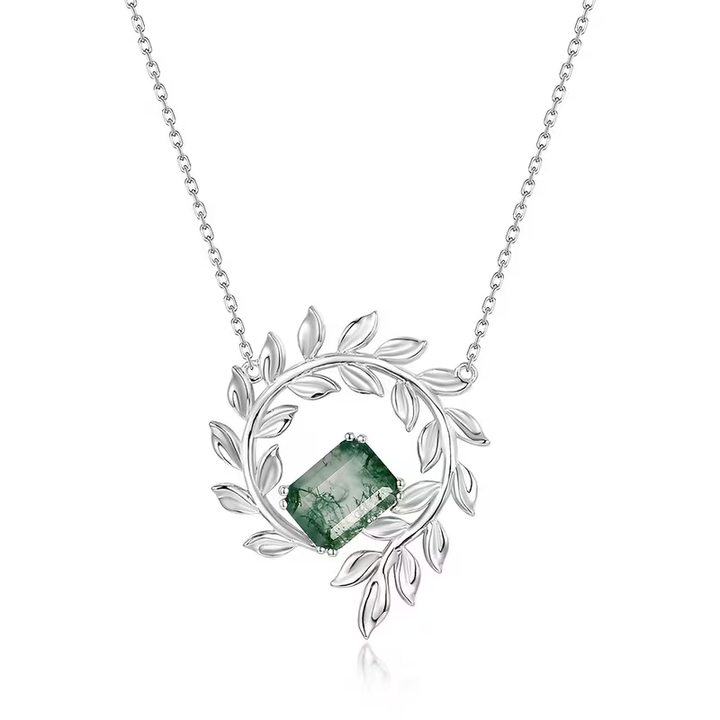 Collier en Agate Mousse et Fougère