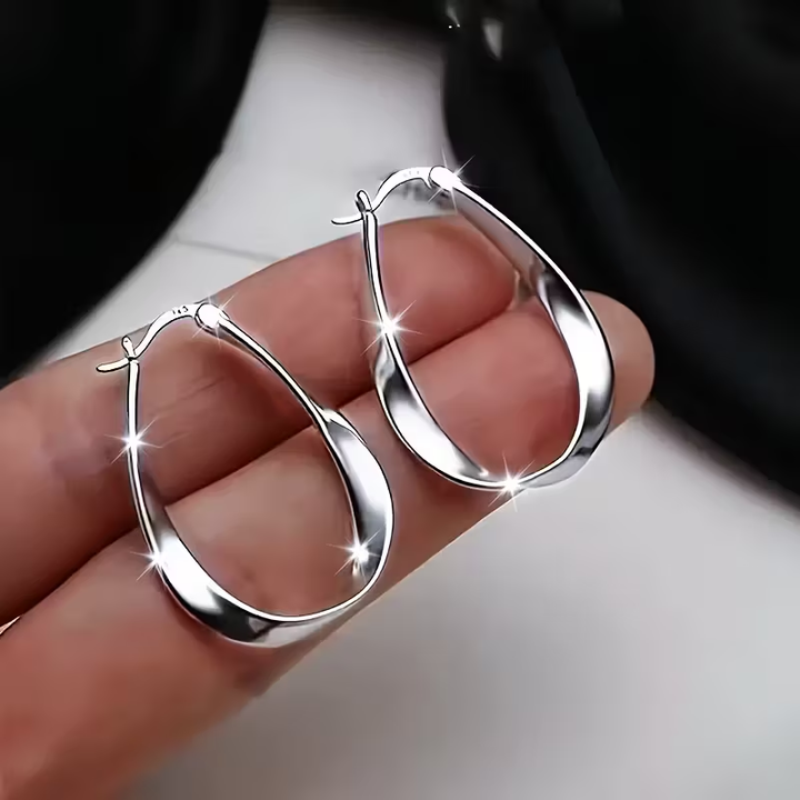 Boucles d'oreilles en argent rétro à tige torsadée