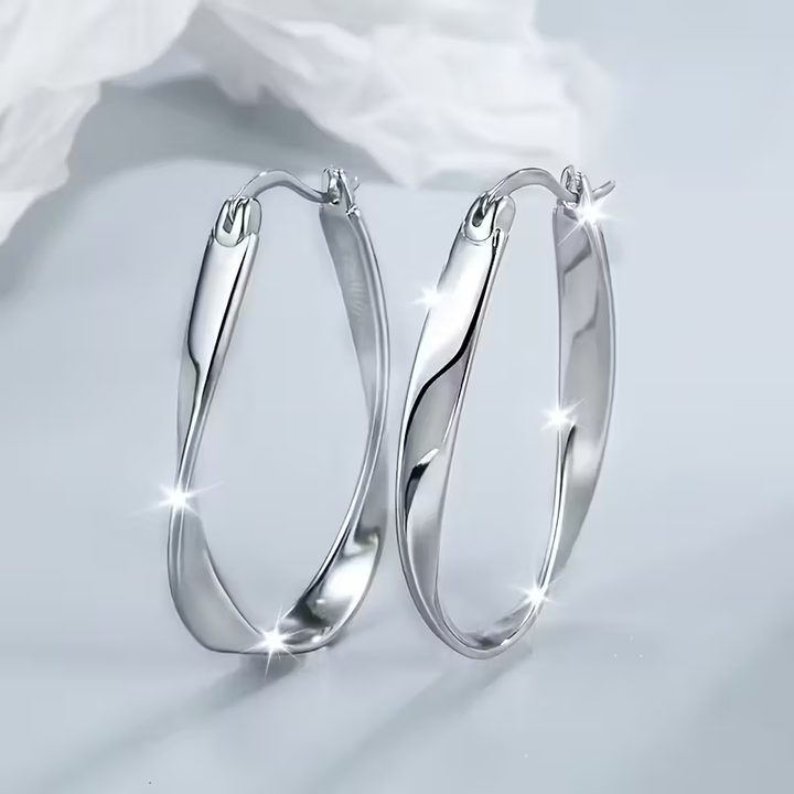 Boucles d'oreilles en argent à créoles torsadées rétro