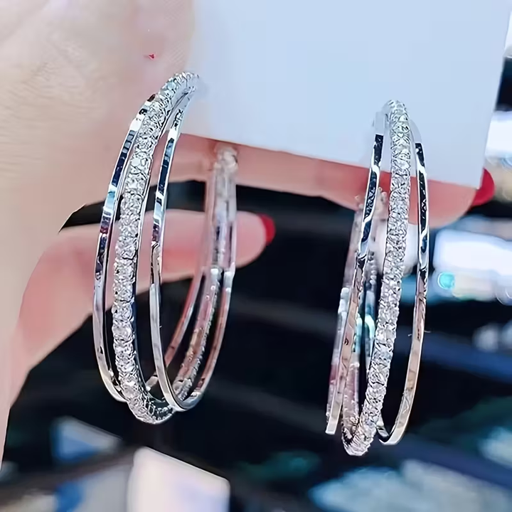 Boucles d'oreilles en argent avec anneau brillant