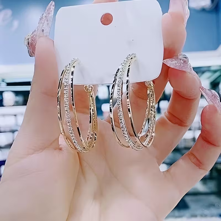 Boucles d'oreilles en argent avec anneau brillant