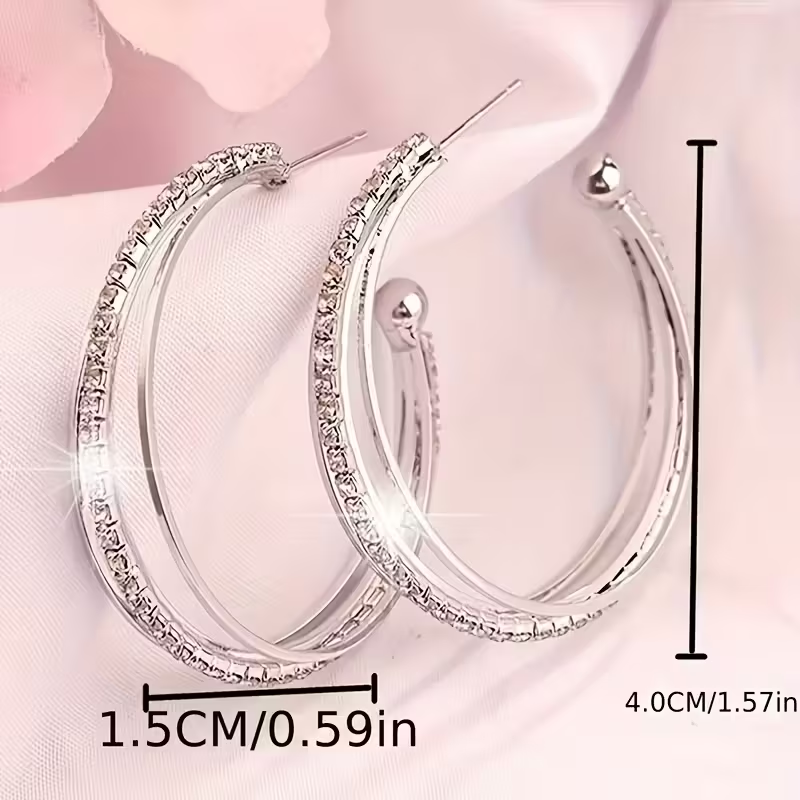 Boucles d'oreilles en argent avec anneau brillant