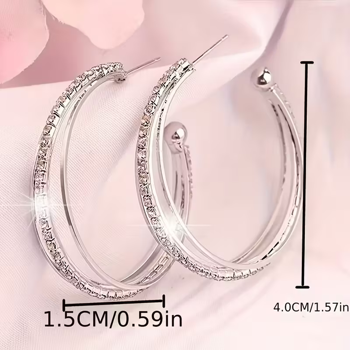 Boucles d'oreilles en argent avec anneau brillant