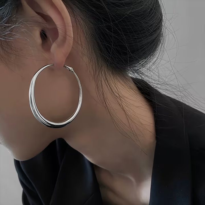Grandes Boucles d'Oreilles Hula en Argent